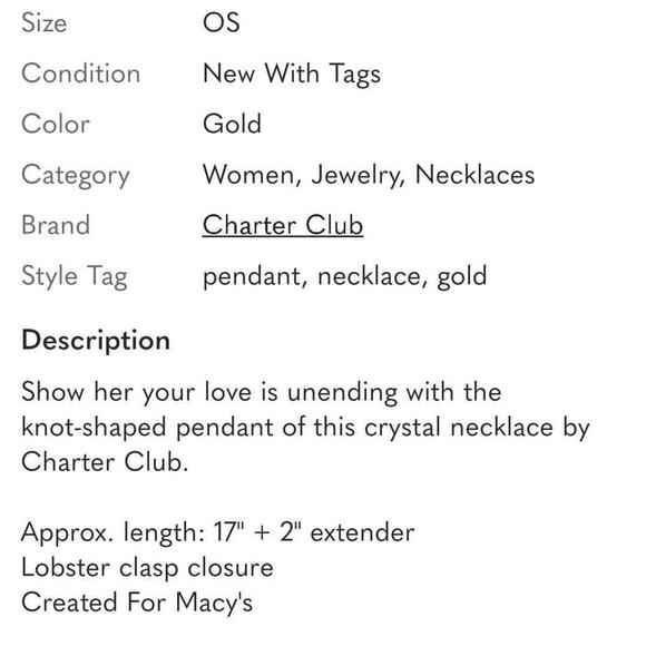 NWT Macy's Charter Club Love Knot Necklace. - Picture 6 of 6